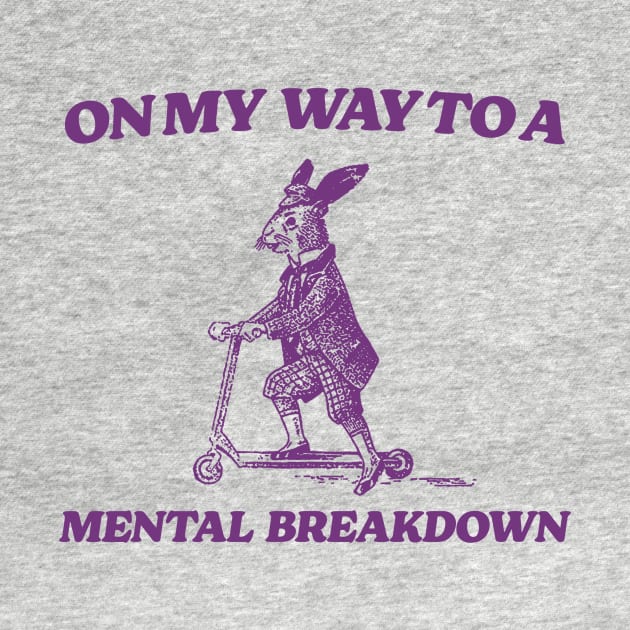 On My Way To A Mental Breakdown T Shirt, Meme T Shirt, Raccoon T Shirt, Vintage Drawing T Shirt, Weird T Shirt, Unisex by Hamza Froug